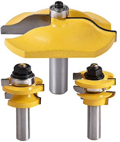 KATUR Schienen- und Holzleisten-Raiser-Fräser-Set mit großem Ogee-Rondell-Hochschrank 3-teilig 1/2 Zoll-Schaft Ogee-Türschienen- und Holzleisten-Fräser-Fräser mit Holznut