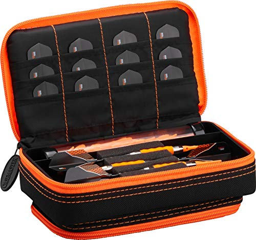 Casemaster Uni-Erwachsene Schwarze Darttasche mit Orangefarbenem Rand und Handytasche Plazma Plus