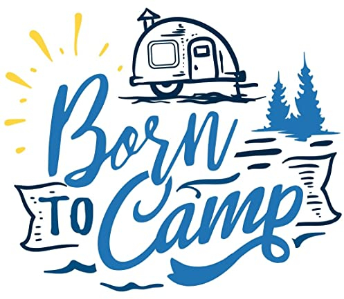 Samunshi® Born to Camp Schriftzug Aufkleber Sticker Autoaufkleber Scheibenaufkleber Motorradaufkleber - 10x8,5cm hellblau