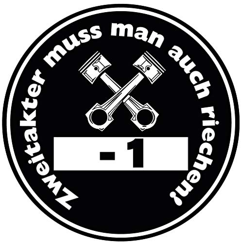 Feinstaub Plakette 2 Takt Zweitakter Aufkleber Sticker Motiv für außen JDM Tuning Fun Lustig Motorrad Moped Simson Trabant Schwalbe