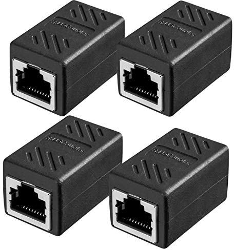 hb-digital 4X RJ45 LAN Kupplung CAT 6 Ethernet Netzwerk Verbinder Kabel Verlängerung für Netzwerkkabel, Patchkabel Adapter bis zu 10-Gigabit geschirmtes Doppelbuchse