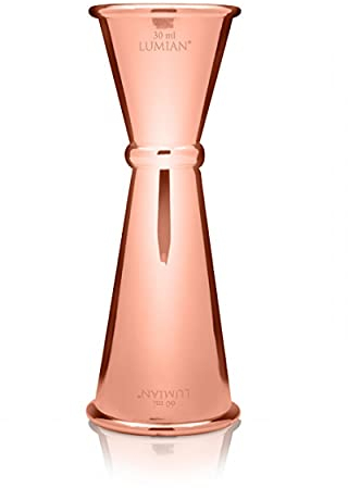 Lumian Luxury Bar Tools L0166 Jigger professionnel en acier inoxydable, plaqué cuivre, 30/60 ml