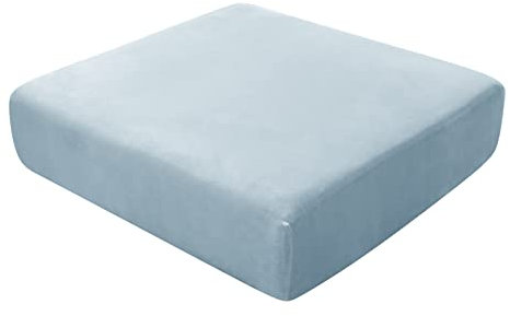 BXFUL Sofa-Sitzkissenbezüge, Sofakissen-Bezüge Stretch-Samt, Couchkissen-Bezüge Ersatz für individuelle Kissen mit elastischem Stoff (Großer 4-Sitzer,Hellblau)