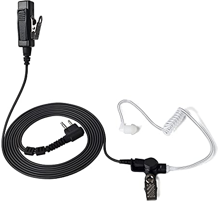 HYS Walkie Talkie Auricolare compatibile con Motorola DP1400 CP200 CP040 GP300 GP88 CLS1110 XT420 XT460 Radio Covert Air Acoustic Tube, PTT con microfono (nero)