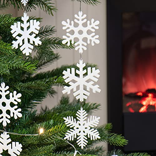 com-four® 12x Weihnachtsdeko - Schneestern-Anhänger - Hängedeko zum Dekorieren für den Weihnachtsbaum - Christbaumschmuck Schneeflocke - Eiskristalle (weiß - 12 Stück)