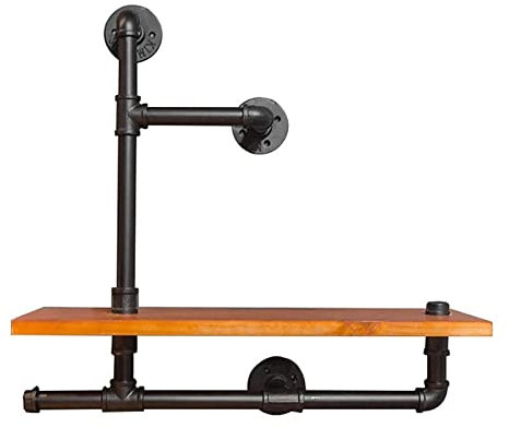 XLTFUC Industrielles Rohrregal Bücherregal Rustikal Modern Hölzerner Leiter Lagerregal Retro Wandhalterung Rohrdesign DIY. Regale 70x20x60cm