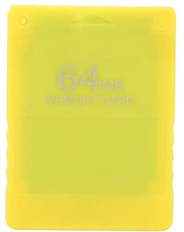 64MB High Speed Game Memory Card, FMCB1.966 Video Game External Data Card Compatible with all Playstation 2 and Slim Line Version,Plug and Play,PS2 Console Games Accessories(Yellow)