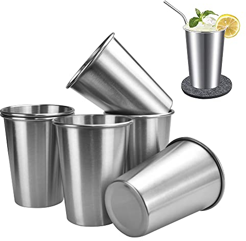 DIKEBAO 6 Stück Edelstahlbecher 350 ml Metallbecher Camping Edelstahl Tasse Metall Reisebecher Schnapsgläser Tragbare Campingbecher Stapelbare Becher Stahl Becher für Camping Party Outdoor Reisen Bar