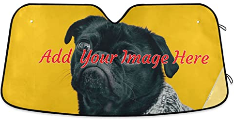 Parasol personalizado para parabrisas de automóvil, imagen personalizada en protector solar plegable, personaliza tu propia foto de 55 x 27.6 pulgadas, bloquea los rayos UV y mantiene el vehículo