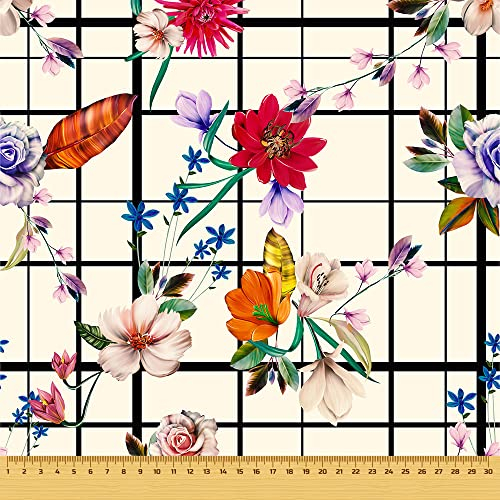 HEKO PANELS Stoff Oxford Wasserdichte Meterware CanvasPolyester Stoff Zum Nähen Nähstoffe Möbelstoffe Dekostoffe Handwerken Wasserabweisend Blickdicht Blumen Bunt Kariert 100 x 155 cm