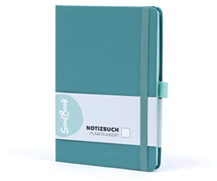 Soulbook Notizbuch A5 dotted – 176 nummerierte Seiten – Softtouch Cover grün – Punktraster, Lesezeichen, Stiftschlaufe