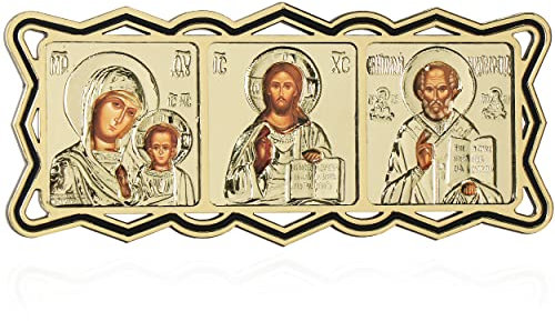 NKlaus Ikone Autoplakette Triptych GM Von Kazan - Jesus - Nikolaus christlich 11328