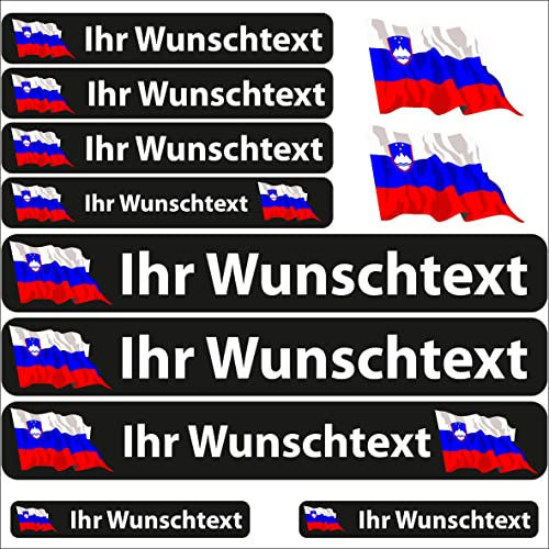 INDIGOS UG Fahrrad Aufkleber Slowenien - 13 Fahnenaufkleber wehend - Sticker selbst gestalten - Autoaufkleber- Motorrad - Namensaufkleber wasserfest personalisiert - Wunschtext