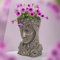 ML-Design Pot de Plantes/Fleurs Tête de Déesse, 21x16x32 cm, Bronze, Résine, Intérieur/Extérieur, Statue Massif, Femme Sculpture, Dame Visage, Vase Cache-Pot, Planteur Décoration, Urne pour Jardin