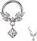 Treuheld® Segmentring-Clicker Piercing mit Kristallen und Anhänger [01.] Silber