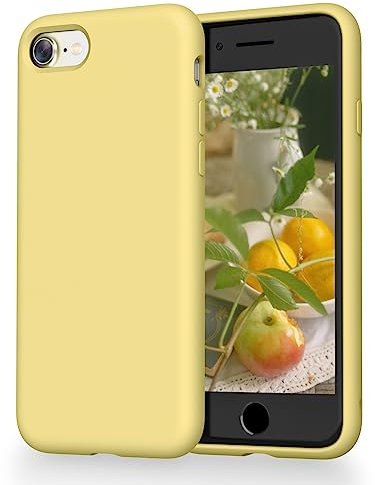 OitiYaa Liquid Silicone Case Compatible with iPhone SE 3/2 (2022/2020), iPhone 8/7 Case, 4.7 Inch, Soft Ultra Slim Protective Shockproof Phone Case with Anti-Scratch Microfiber Lining,Yellow