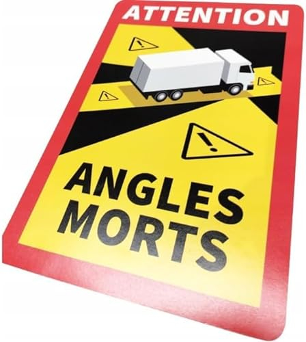 Web Truck 3 Stück Attention Angles Morts Magnetschilder 25 x 17 cm Magnet für LKW und Wohnwagen Warntafel Hinweiszeichen Schild Frankreich mit UV Schutz
