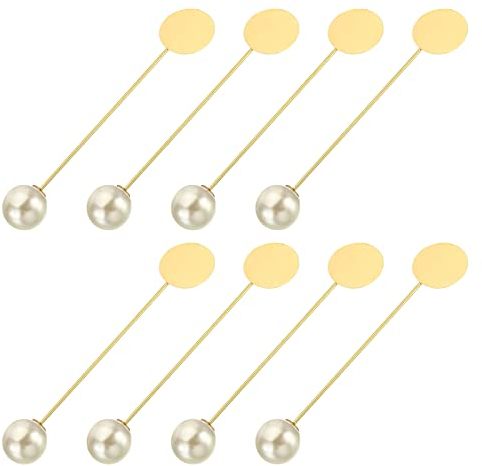 sourcing map Rond Broche Épingles 3.1 Pouce Métal Plateau Bâton Revers Broche Longue Aiguille Agrafes pour Femme Homme Badge Écharpe Chapeau, Or Ton, 30pcs