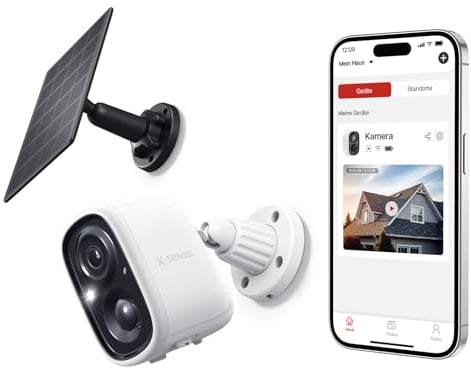 X-Sense Outdoor Camera Wireless, Home Security Camera, 1080P Cameras House Security with Solar Panel, PIR Motion Detection, 2-Way Audio, Color Night Vision, Siren Spotlight, Real-Time Alert, SD&Cloud