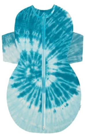Happiest Baby SNOO Saco de dormir – Manta para bebé 100% algodón orgánico – Diseñado por médicos promueve el desarrollo saludable de la cadera, Tinte Corbata Azul, M