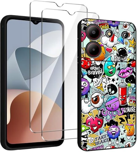 HuiYouMY Cover per ZTE Blade A54 (6.60) con 2 Pezzi Pellicola Protettiva in Vetro Temperato, Black Custodia Silicone Morbida TPU Ultra-Sottile AntiGraffio Antiurto Case - XS40