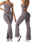 Vertvie Damen Jumpsuit Flared Eng Scrunch Butt Bodysuit Lang Yoga Ärmellos Overall Sport Rückenfrei Einteiler Bootcut Onepiece Ganzkörperanzug Sexy Playsuits Gym Workout Bodycon,Tee,S