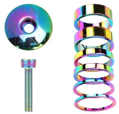 MTB Bike Tappo Superiore, 8 pezzi Colorato Distanziali Forcella della Bici Anello Spacer, MTB Accessori indispensabili Distanziatore, per Tubo Verticale da 28.6 mm, multicolore