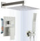 KINLIV Regenduschsystem – Ganzmetall 25,4 cm Regenduschkopf und Griff-Kombination, komplettes Duscharmatur-Set mit Messing-Duschventil und Verkleidungsset, gebürstetes Nickel