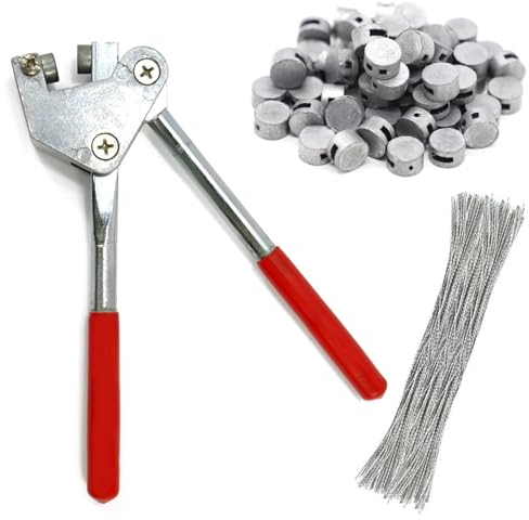 Bleiplombenzange, 165mm Plombenzange Set, Stahl Dichtungszangen Kit mit 80 Bleiplomben (10 mm), 80 Plombendraht (170mm) für Wasserzähler, Stromzähler, Logistik