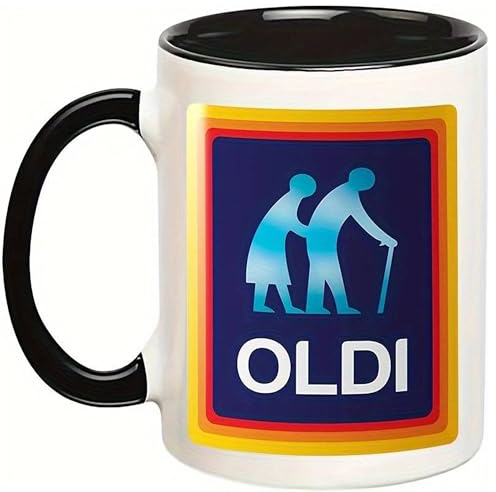 Oldi Tasse 325ml - Scherzartikel Geschenkidee für ältere Leute - Vatertagsgeschenk, Geburtstagsgeschenk, Geschenk zu Weihnachten für Freund, Oma, Opa, Papa