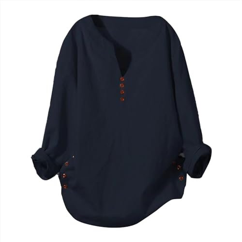 Long Sleeve Women's Blouse - Skims Loose Button Down Shirt With Stand Collar, Solid Sleeve, Casual T-Shirt Top for Valentine's Day (240314A-Purple, XXXL)