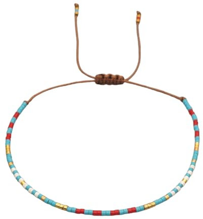 shoulian Miyuki Glücks Armband Handgefertigt Kettenarmband für Damen Mädchen Böhmische Strang Reisperlen auf Schnur Verstellbare, Gute Reise Talisman Wunsch Sicherheit Wohlstand Geschenk Freundschaft