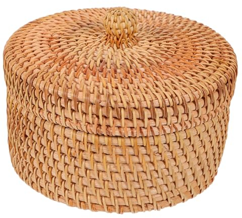 PRETYZOOM Handmade Storage Box Vintage Decor Laundry Basket with Lid Storage Baskets Small Basketball Hoop Dessert Basket Stacking Stoneware Mugs Handmade Rattan Basket Picnic Rattan Basket