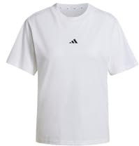 adidas Donna Essentials Small Logo Cotton T-Shirt, White/Black, M