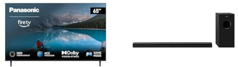Panasonic TX-65MX800B, 65 Inch 4K Ultra HD LED Smart Fire TV with SC-HTB600EBK Home Theatre Soundbar with Bluetooth and Dolby Atmos