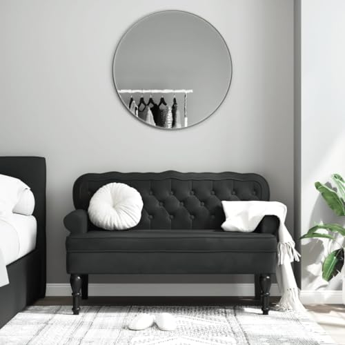 Homgoday Sitzbank mit Rückenlehne Flurbank Polsterbank Esszimmerbank Bank Wartebank Wohnzimmerbank Bank für Flur Wohnzimmer mit Rückenlehne Schwarz 119,5x64,5x75 cm Samt
