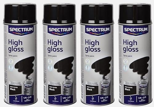 Générique Lot de 4 Bombes NOIR BRILLANT - 400ml - Bombe Peinture Aérosol - Séchage rapide - 945
