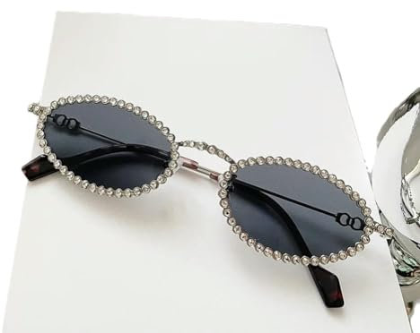Vintage Vollkristall-Anti-Blaulicht-Brille für Damen, Legierung, klein, oval, Strass, glänzend, klar, Brillengestell, Silbergrauer Leopardenmuster