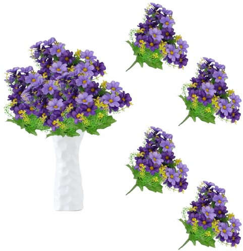 astylishome Artificial Flower 112 Bundles Daisy Faux Wildflowers Craft Accessories Greenery Plants Plastic for Indoor Farmhouse Outdoor Garden Planter Decoration 0918