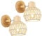 DELIPOP 2 Stücke E27 Wandleuchte Innen Holz Wandlampe Vintage mit Rattan - Wandstrahler Industrial Retro Lampe Wandspot Verstellbare Wandleuchten für Wohnzimmer Schlafzimmer Treppenhaus