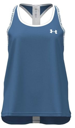 Ua Girls Tech Knockout Tank Blue Atlantis / / White YXL