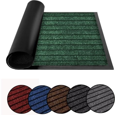 ZIYA HOMES Green Door Mat 40 x 60cm - Indoor & Outdoor Heavy Duty Floor Mat - Non Slip Rubber Back - Dirt Trapper Door Mat - Washable Doormats Rug, Barrier Mat Super Absorbent Front Doormat