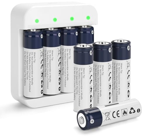 Batterie ricaricabili agli ioni di litio AA, confezione da 8 batterie AA 1,5 V 3600 mWh ad alta capacità, batterie a doppia A con ricarica rapida 2 ore, batterie AA ricaricabili per fotocamera