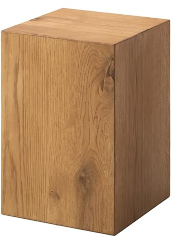home24 Beistelltisch Holzwerkstoff 27 x 27 x 40 cm | Quadratische Form, aus Eichenholz, Echtholzfurnier, Industrial-Design, für Ihr Wohnzimmer