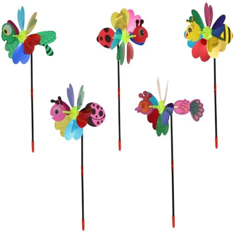 Happyyami 5stücke Bunte Garten-windmühlen Windspinner Aus Leichtem Kunststoff Dekoratives Outdoor Windrad Mit Niedlichen Insektenmotiven Wetterfest Und Langlebig Für Garten Und Junge Mädchen
