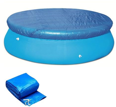 SUIFAYIO Pool Cover, Round Swimming Pool Cover for Above Ground Pools Waterproof Dustproof Protector,Solar Paddling Pool Cloth for Inflatable Family Pool (8ft/244cm)
