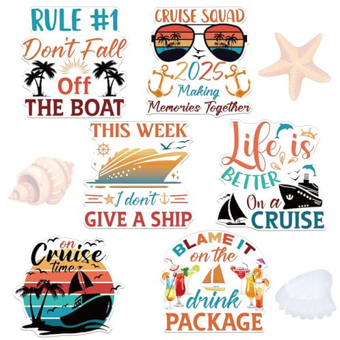 Eiapadeor Cruise Door Decorations Magnetic - 6 Pcs Sea Navigation Cruise Door Magnets Funny Boat Anchor Magnetic Stickers Cruising Essentials for Carnival Cabin Party Fridge Whiteboard Decor
