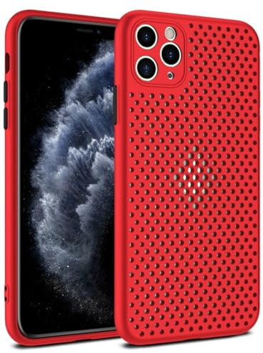 SSASMEU Coque en Silicone Souple et Respirante pour iPhone 14, 13, 12, 11 Pro, XS Max, Mini, X, XR, 6S, 8, 7 Plus, Ultra-Fine, avec Dissipation Thermique, Rouge