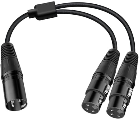 YINGAYOU XLR Splitter Cable 2 Female to 1 Male XLR Y Splitter Cable 50 cm Microphone Cable (1 Male 2 Female, 0.5 m)