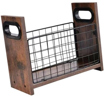 sporful Porte-revues en bois avec cadre en métal – Organiseur de journaux sur pied pour la maison, le bureau, l'hôtel, le café